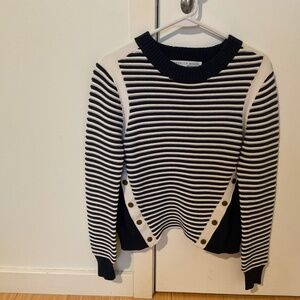 Veronica Beard Navy and White Striped Sweater